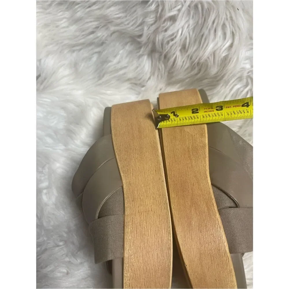 Lucky Brand Taupe Woven Platform Slide Sandals